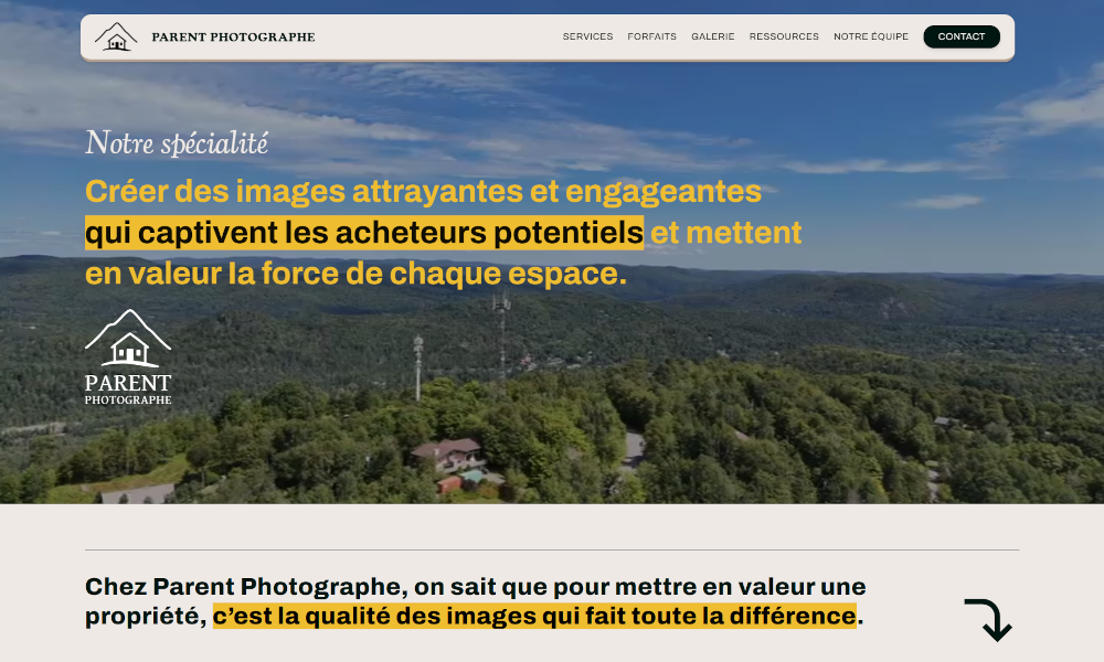 Image du site web de Parent Photographe