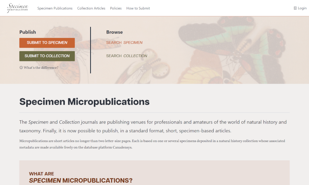 Image de l'application web de Specimen Micropublications