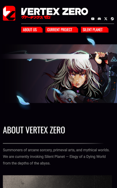 Image du site web de Vertex Zero Studio